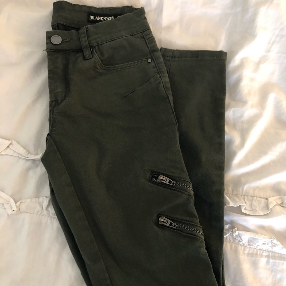 BlankNYC Green military zip jeans